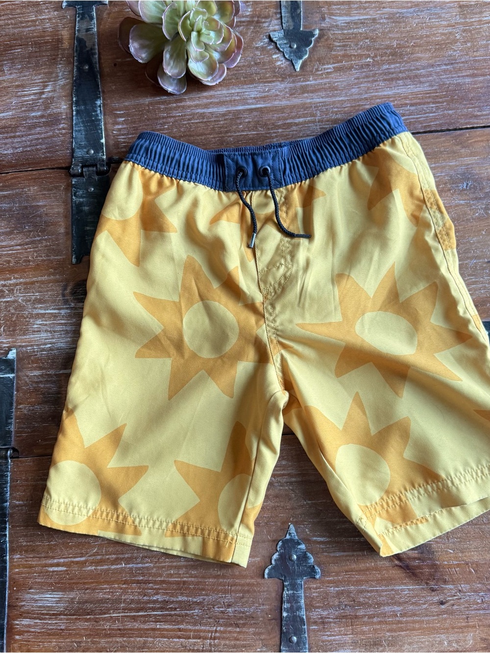 Kids Yellow Sun Print Swim Shorts by Tea